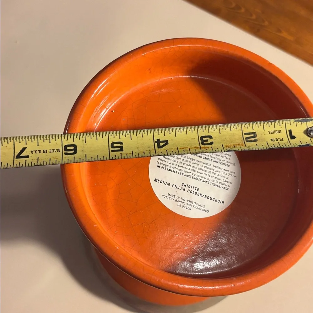 Pottery Barn Glazed Burnt Orange Accent Ceramic Candle Holder